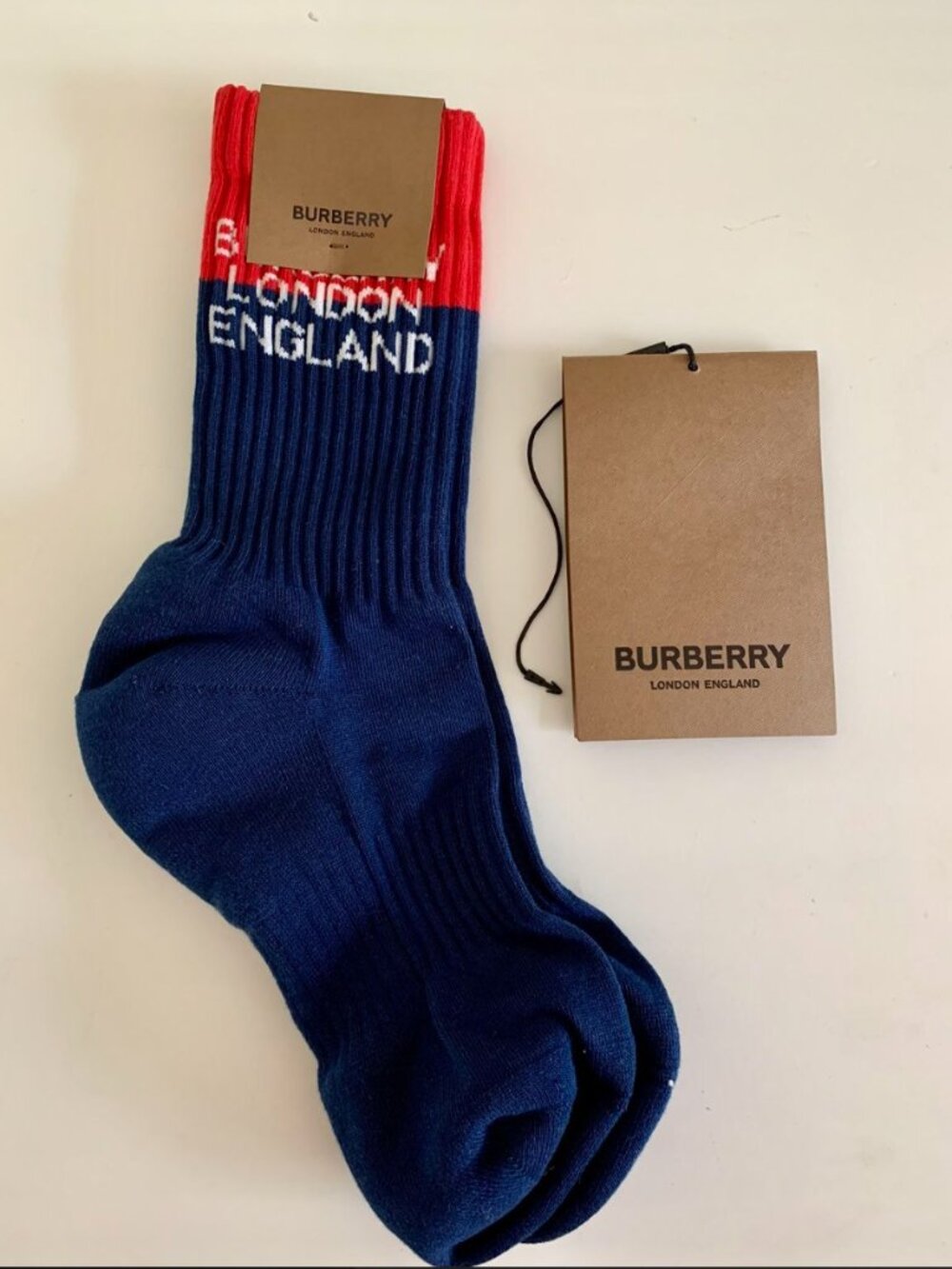 BRAND NEW! Burberry Logo Intarsia Technical Stretch Cotton Socks